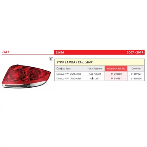 Fiat Linea 51869226 Stop Sol 510381 Linea 07-  Duysuz Sto